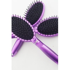 Purple peigne en plastique Massage soins ovale petit miroir &