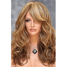 Perruque Suitable for women Long Curly Inclined bangs Fluffy Long Curly