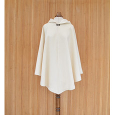 Manteau de manteau de laine de cachemire ivoire, manteau de mariage blanc, manteau de mariage blanc avec capuche