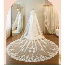 Voile de mariée cathédrale monocouche, voile de traînage de mariage