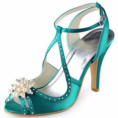Chaussures de mariage Stiletto sandales en strass chaussures de mariée princesse chaussures de mariage en soie