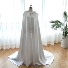 Châle de mariage longue cape de mariée veste capuche en satin de couleur