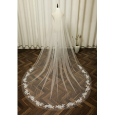 Voile de mariée en dentelle Voile de fleur de perle Voile de mariage long Voile d'ivoire blanc