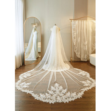 Voile de mariage cathédrale en dentelle monocouche