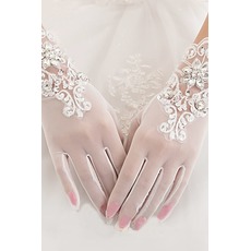 Gants de mariage White Short Été Perle Full finger Appropriate