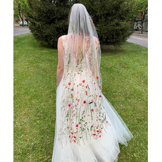 Voile de mariée floral, voile de mariage nuptial, tissu de dentelle de voile, voile de couronne de fleurs,