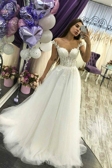 Robe de mariée Rivage Sans Manches Mancheron A-ligne Longue Col en V Foncé