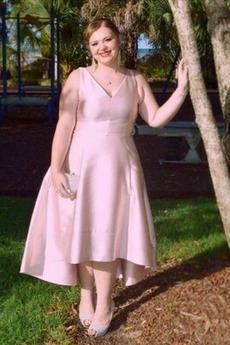 Robe de Soirée Sans Manches Asymétrique Simple Au Drapée Zip Col en V