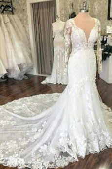 Robe de mariée Dos nu Triangle Inversé Printemps Appliques Formelle