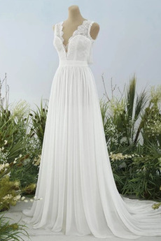 Robe de mariée Traîne Moyenne Dentelle Naturel taille Chiffon Eglise