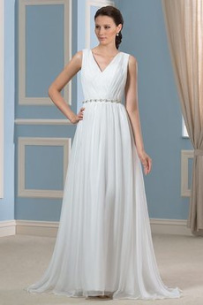 Robe de mariée Simple a ligne Pomme Chiffon Plage Ample & Ornée