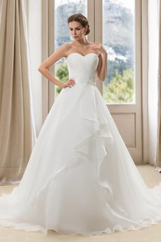 Robe de mariée Asymétrique Salle Col en Cœur Satin Décolleté Dans le Dos