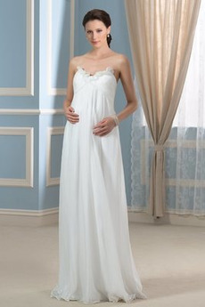 Robe de mariée Empire Col en Cœur Dos nu Sans Manches Mousseline de soie