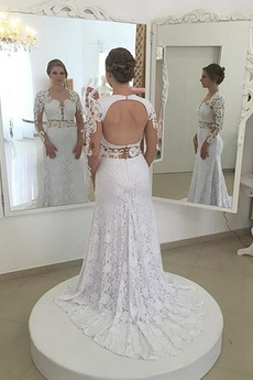 Robe de mariée Dos nu Train de balayage Couvert de Dentelle Plage