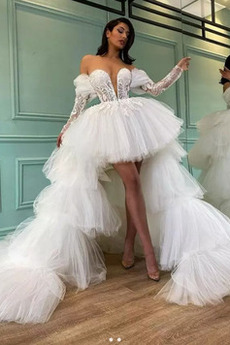 Robe de mariée Asymétrique Lacet Col en V Foncé haut bustier tube