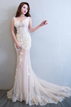 Robe de Bal Luxueux Sans Manches Fermeture éclair Orné de Rosette
