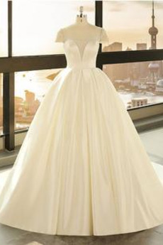 Robe de mariée Lacet Satin Printemps A-ligne Col en V Col en V Foncé