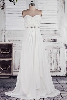 Robe de mariée taille haut Col en Cœur Cristal noble Sans Manches