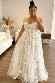 Robe de mariée Tulle Epurée Sans Manches Naturel taille Épaule Dégagée