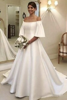 Robe de mariée Simple Printemps Au Drapée Glissière Train de petit