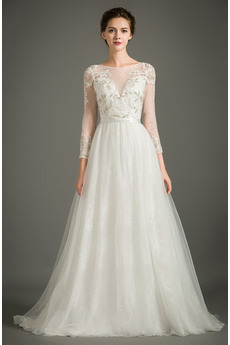 Robe de mariée Printemps À la masse De plein air Appliques Luxueux