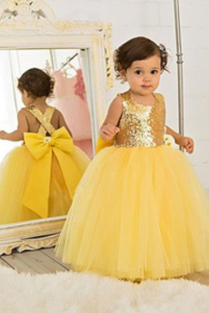 Robe Cortège Fille Tulle Orné de Nœud à Boucle Automne Médium Naturel taille