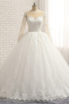 Robe de mariée Tulle Manche Longue Manche Aérienne Gaze Elégant