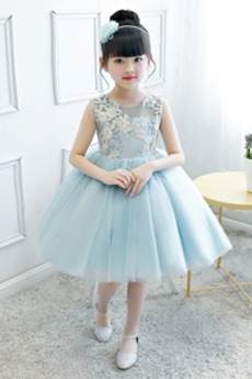 Robe Cortège Fille Orné de Nœud à Boucle Col ras du Cou Tulle