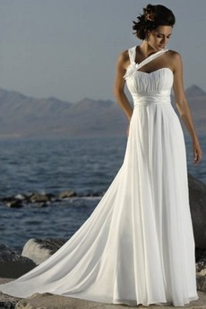 Robe de mariée Empire Chiffon Plage Fourreau plissé Exquisite