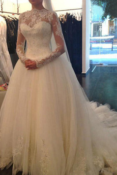 Robe de mariée Manche Longue Formelle Manche Aérienne Avec voile