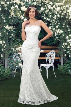 Robe de mariée Sirène Froid Traîne Courte Sans Manches Sexy Naturel taille