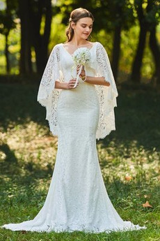 Robe de mariée Dentelle Modeste Sans Manches De plein air élancé