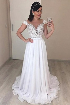 Robe de mariée A-ligne Naturel taille Appliques Dos nu Sexy Jardin