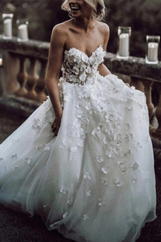 Robe de mariée Appliques Décolleté Dans le Dos col coeur Sans Manches