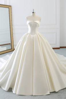 Robe de mariée A-ligne Traîne Longue Salle Printemps Soie Dos nu