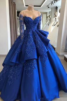 Robe de Bal Formelle Corsage Avec Bijoux Épaule Dégagée À la masse