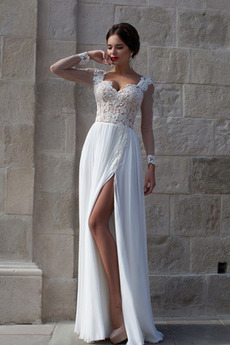 Robe de mariée Manche Longue Manche Aérienne Haute Couvert Naturel taille