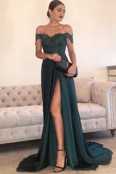 Robe de Soirée Longue Couvert de Dentelle Elégant Naturel taille