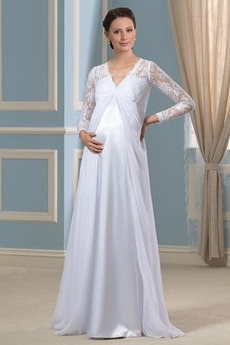 Robe de mariée Empire Printemps Longueur ras du Sol Corsage plissé