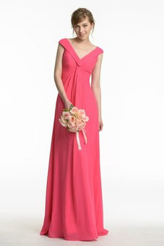 Robe Demoiselle d'Honneur Fourreau plissé Traîne Courte Mancheron
