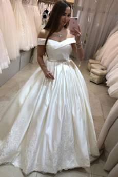 Robe de mariée Manquant Épaule Dégagée Sans Manches Mancheron Zip