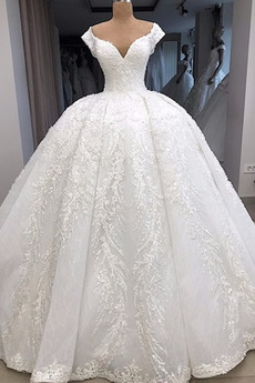 Robe de mariée Tulle Cérémonial Triangle Inversé Eglise Col en V Foncé