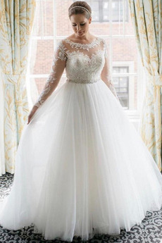 Robe de mariée Tulle Col ras du Cou Zip A-ligne Salle des fêtes Haut Bas