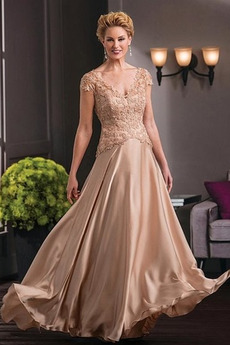 Robe Mère de Mariée Automne Longue Appliques Naturel taille Formelle