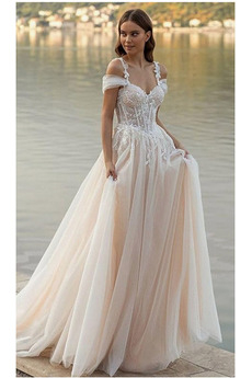 Robe de mariée Naturel taille Poétique Traîne Courte Été aligne Manquant