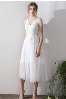 Robe de mariée Dos nu Bretelles Spaghetti Appliques Poire Attrayant