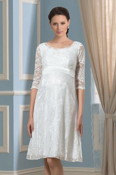 Robe de mariée Orné de Nœud à Boucle Longueur Genou Col U Profond