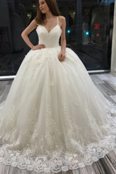 Robe de mariée A-ligne Longue Perlé Sans Manches Lacez vers le haut