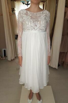 Robe de mariée Grossesse taille haut Empire Gaze Sans Manches Col U Profond