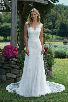 Robe de mariée Été Jardin Gazer a ligne Longue Médium